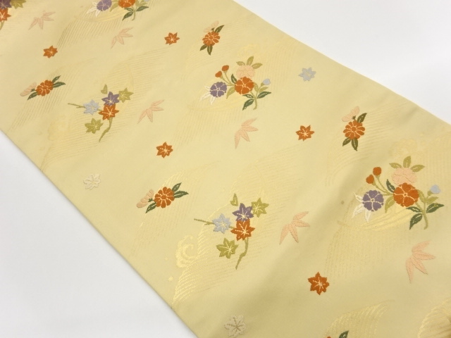 JAPANESE NAGOYA OBI / WOVEN MAPLE LEAVES